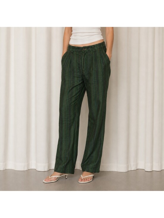 Pants - Anne Pinkerton Vintage 1990s Women's Linen Striped Trousers